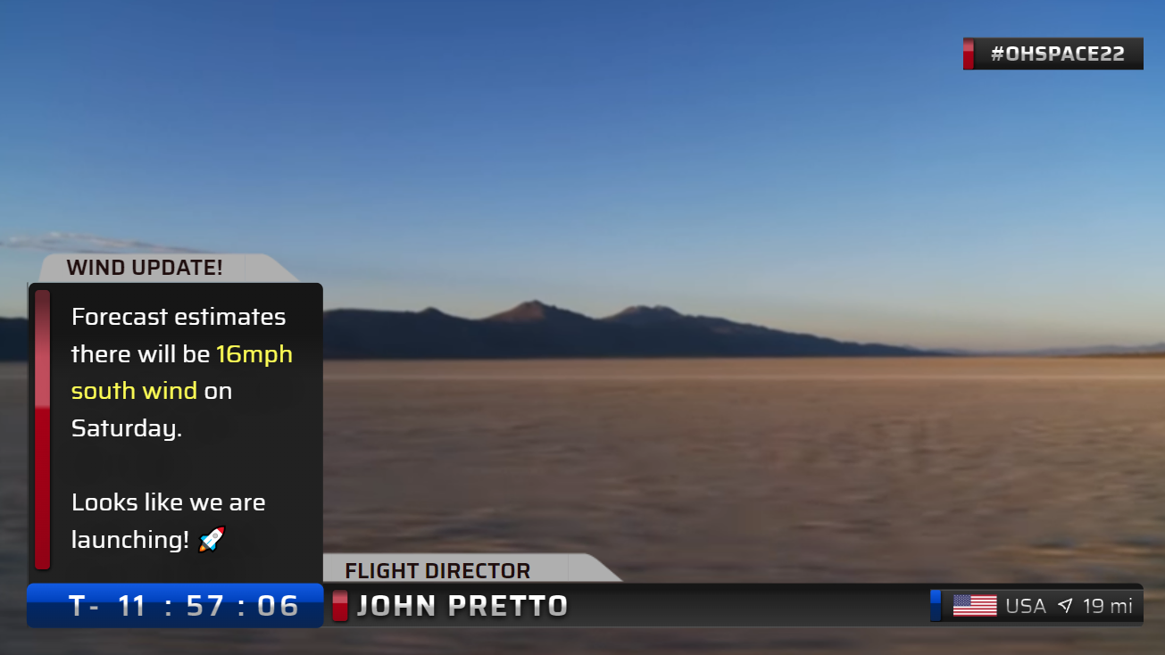 SPX 4K on-air graphics during the high power rocketry event