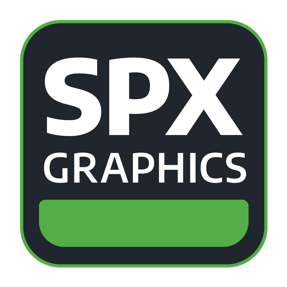 SPX Graphics Logo, colored with green outline