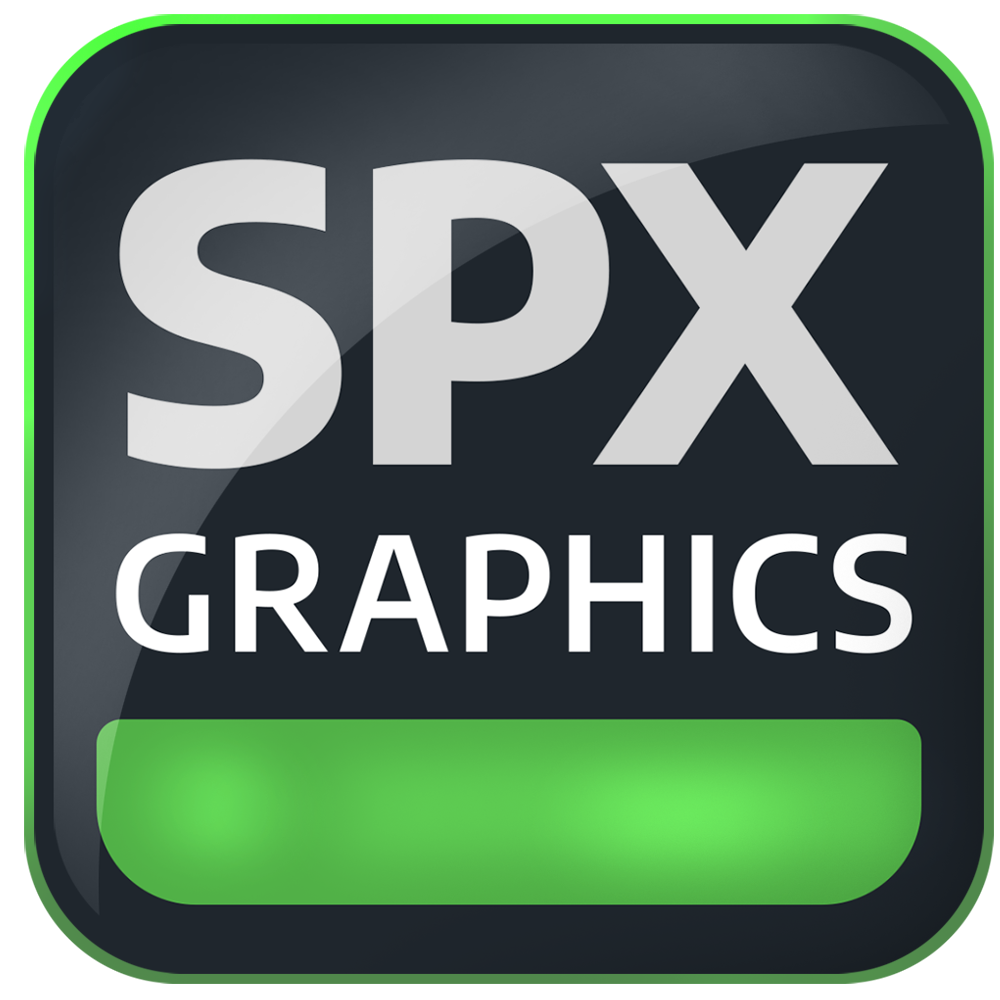 SPX Graphics Logo, shaded with green outline